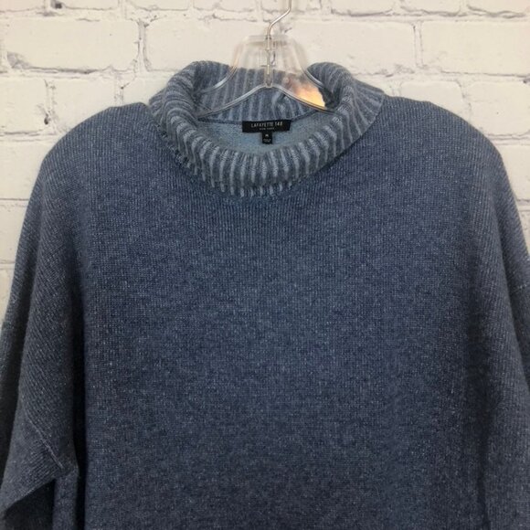 Lafayette 148 100% Cashmere Blue Turtleneck Sweater Size M - Picture 2 of 7